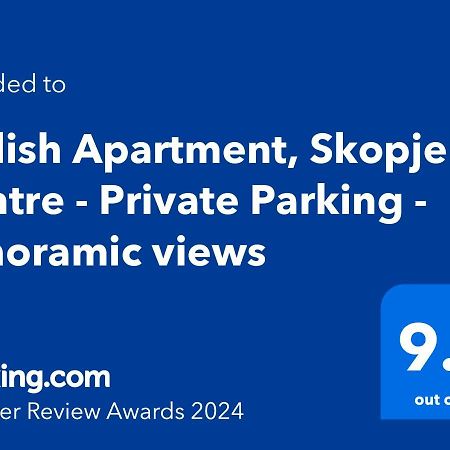 Stylish Apartment, Skopje Centre - Private Parking - Panoramic Views 외부 사진